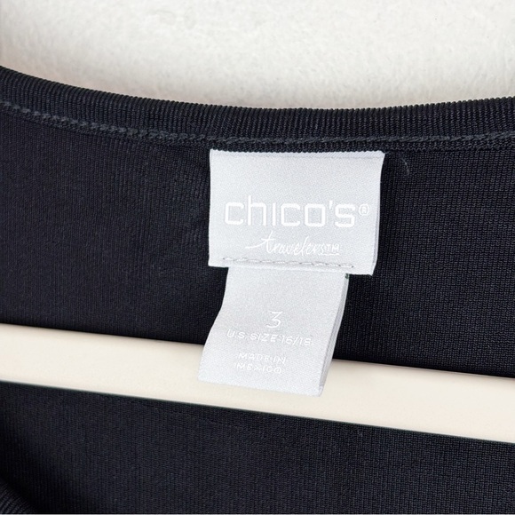Chico’s Travelers Collection Black Long Sleeve Tunic Top Sz 3 (16/18) - Picture 5 of 6